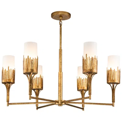 Lucas + Mckearn Sawgrass 6 Lt Chandelier In Gold Leaf In Multi