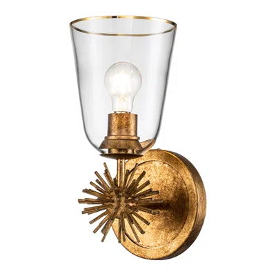 Lucas + Mckearn Staring 14 1/2" High Gold Leaf Wall Sconce In Brown