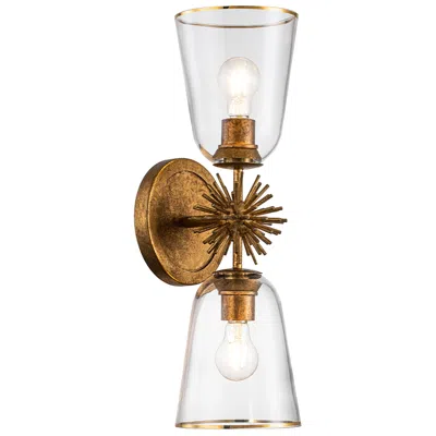 Lucas + Mckearn Staring 2 Light Sconce In Gold Leaf In Gray