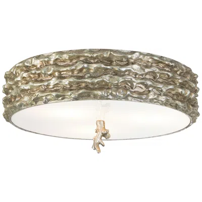 Lucas + Mckearn Trellis 16" Wide Antique Silver Leaf Ceiling Light
