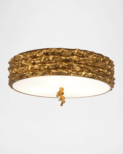 Lucas + Mckearn Trellis 3-light Flush Mount Light, 16" In Gold