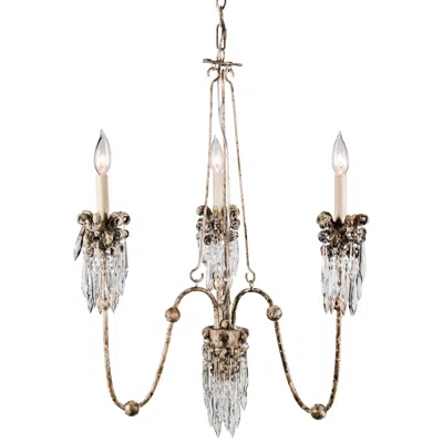 Lucas + Mckearn Venetian 25 1/2" Wide White Beige Patina 3-light Chandelier