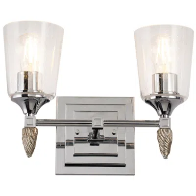 Lucas + Mckearn Vetiver 2 Light Vanity In Polished Chrome With Silver Accent
