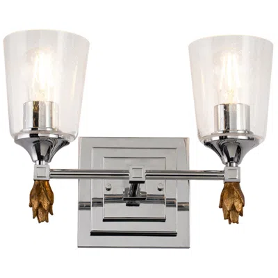 Lucas + Mckearn Vetiver 2 Light Vanity Light In Polished Chrome With Gold Accent