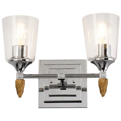 Lucas + Mckearn Vetiver 2 Light Vanity Light In Polished Chrome With Gold Accent