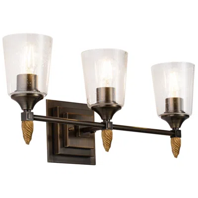 Lucas + Mckearn Vetiver 3 Light Bath Vanity Light In Dark Bronze With Gold Accents