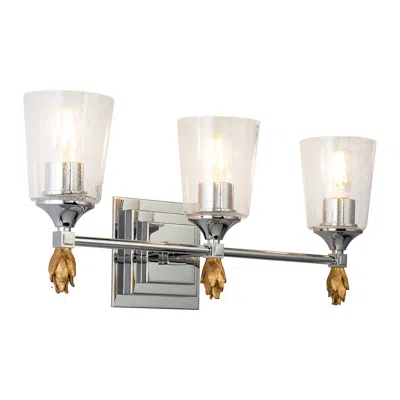 Lucas + Mckearn Vetiver 3 Light Vanity In Polished Chrome With Gold Accent
