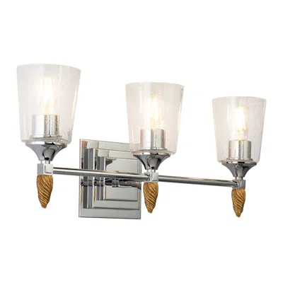 Lucas + Mckearn Vetiver 3 Light Vanity Light In Polished Chrome With Gold Accent