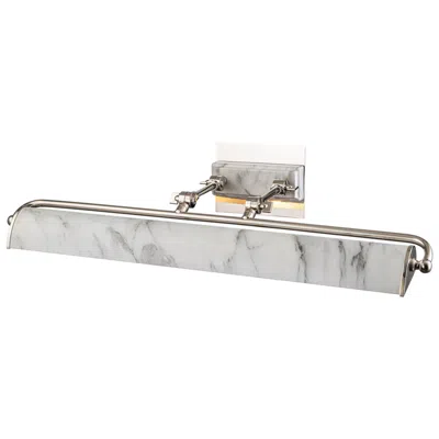 Lucas + Mckearn Winchfield Large Picture Light In Polished Nickel And White Marble In Gray