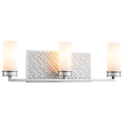 Lucas + Mckearn Ziggy 3 Lt Bath Bar In Laquered Silver In White