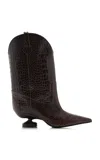 Lucasheva Exclusive Maria Snake-effect Leather Boots In Brown