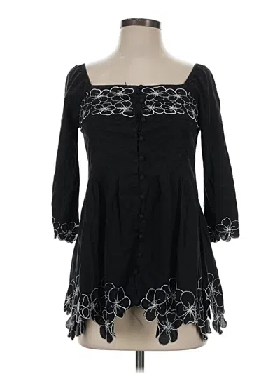 Pre-owned Lucca 3/4 Sleeve Blouse In Black