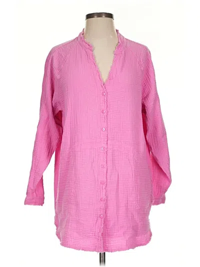 Pre-owned Lucca 3/4 Sleeve Button Down Shirt In Pink