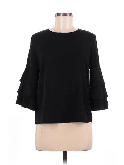 Pre-owned Lucca 3/4 Sleeve Top Black Boatneck Tops