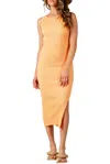 Lucca Amaryllis Open-back Ribbed Knit Midi Dress In Apricot In Orange