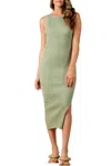 Lucca Amaryllis Open-back Ribbed Knit Midi Dress In Sage In Green