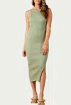 Lucca Amaryllis Open-back Ribbed Knit Midi Dress In Sage In Green