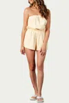 LUCCA ANISE STRAPLESS COTTON-TERRY ROMPER IN YELLOW STRIPE