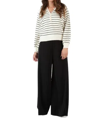 Lucca Classic Woven Wide Leg Trouser In Noir In Black