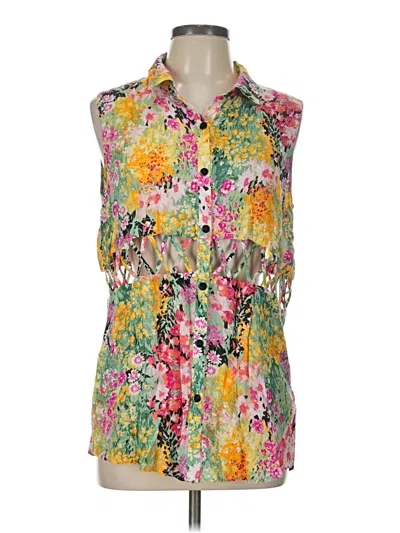 Pre-owned Lucca Couture Sleeveless Button Down Shirt In Yellow