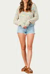 LUCCA CROPPED SPACE-DYED SLUB-KNIT SWEATER IN SHERBET