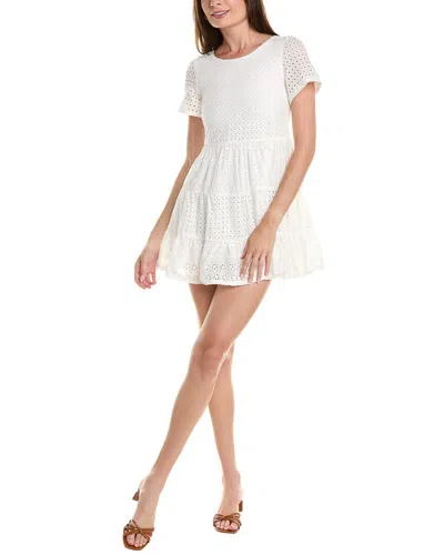 Lucca Eyelet Mini Dress In White