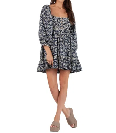 Lucca Faith Eyelet Dress In Navy In Multi