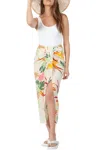 Lucca Floral-print Gathered Sarong Skirt In White Tropical In White