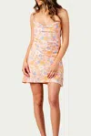 LUCCA FLORAL-PRINT JERSEY MINI DRESS IN PINK/YELLOW