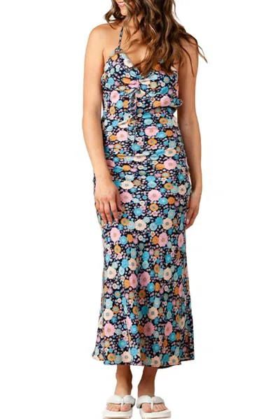 Lucca Freesia Floral-print Maxi Dress In Navy Floral In Multi