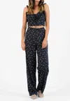 Lucca Iris Palazzo Floral Print High Rise Wide Leg Pants In Blue In Blue