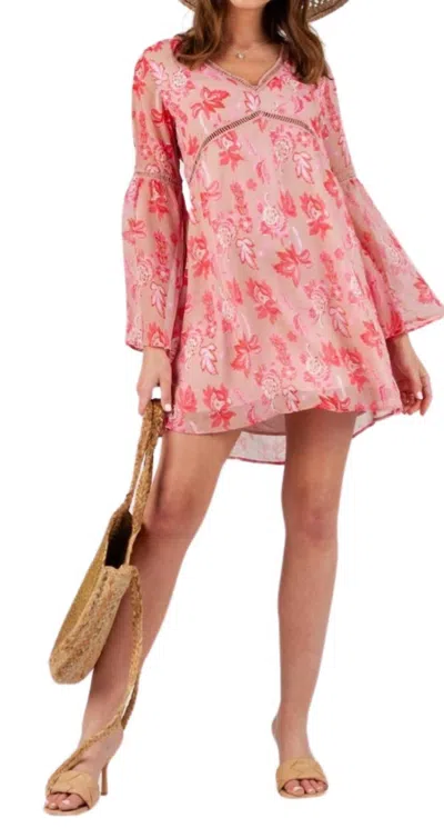 Lucca Julie Floral Ladder Mini Dress In Pink