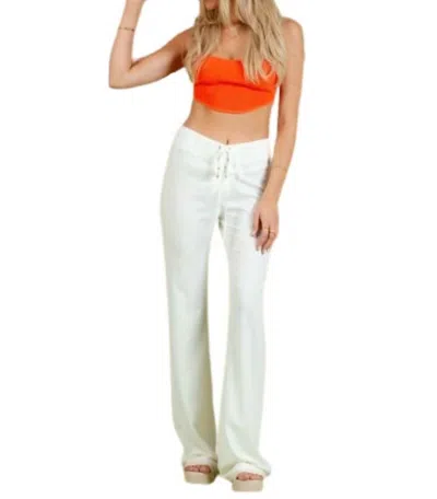 Lucca Kenna Lace Up Flare Pants In White