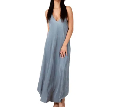 Lucca Khloe Plisse Slip Dress In Denim Blue In Multi