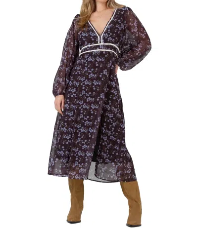 Lucca Laurie Prairie Floral Midi Dress In Iris Floral In Blue