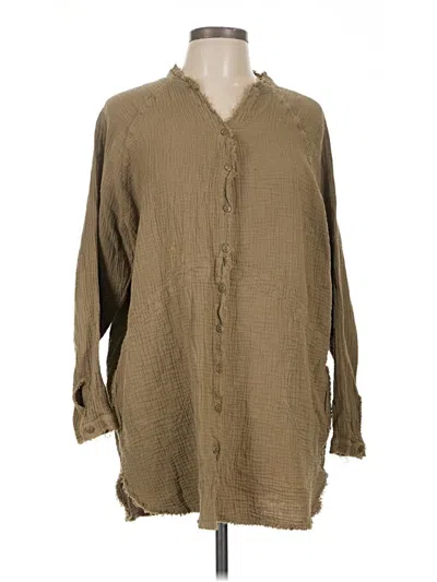 Pre-owned Lucca Long Sleeve Button Down Shirt In Tan