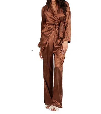 Lucca Paris Satin Wrap Blazer In Copper