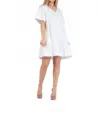 Lucca Poplin Short Sleeve Mini Dress In White In White