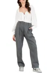 Lucca Serena Gathered Matte-cady Blouse In White In Gray