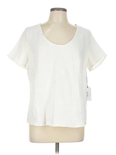 Pre-owned Lucca Short Sleeve Top Ivory Scoop Neck Tops In White