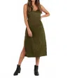 Lucca Sierra Satin Back Tie Dress In Moss In Green