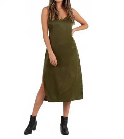 Lucca Sierra Satin Back Tie Dress In Moss In Green