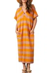 Lucca Striped Cotton-terry Maxi Dress In Orange Taupe Stripe