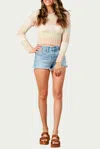 Lucca Tulip Lghtweight Open-knit Striped Sweater In Green Stripe In Multi