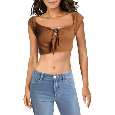 Lucca Womens Flutter Sleeves Short Crop Top In Multi