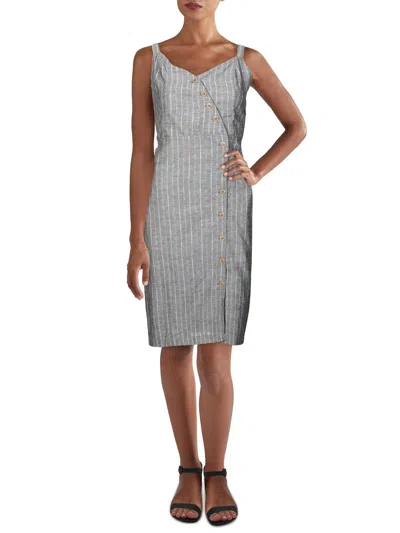 Lucca Womens Linen Blend Rainbow Stripe Midi Dress In Multi
