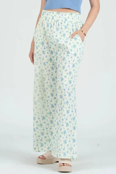 Lucca Zoey Gauze Elastic Waist Pants In Blue