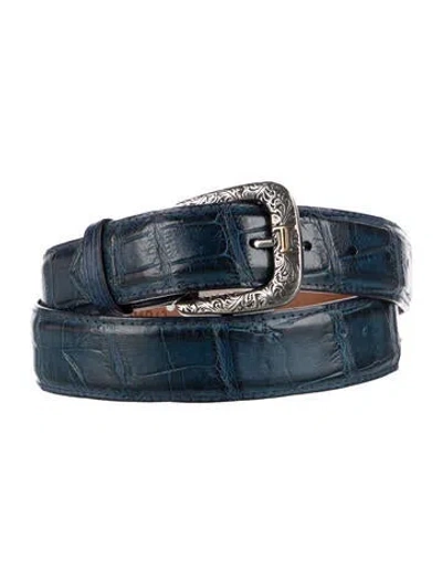 Pre-owned Lucchese Alligator Belt In Blue