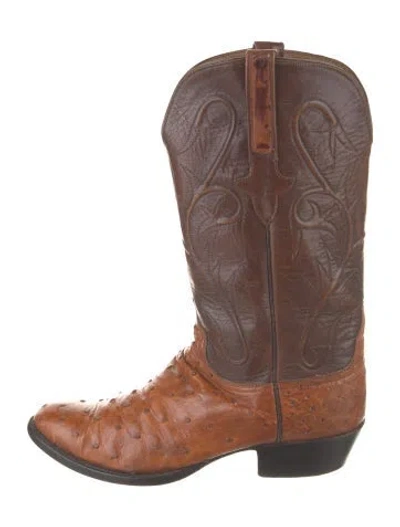 Pre-owned Lucchese Alligator Colorblock Pattern Western Boots In Neutral