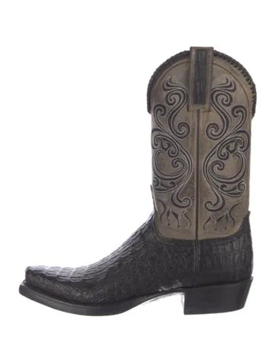 Pre-owned Lucchese Alligator Patterned Western Boots In Brown
